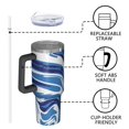 thumbnail image 4 of 40oz Tumbler with Handle and Straw, Vacuum Insulated Stainless Steel Travel Mug, Fits Car Cup Holder, Liquid & Marble Print, 4 of 6