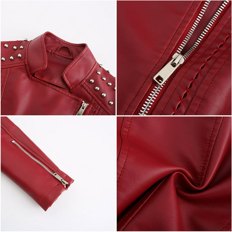 Leather Jacket for Women Fashion Faux Leather Zipper Motorcycle
