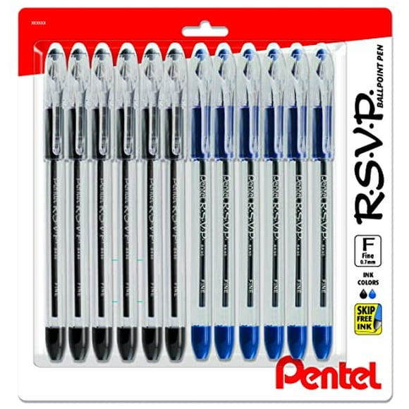 Bolígrafo Pentel RSVP 0,7 mm 12 x 6 pulgadas tinta negra y azul