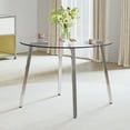thumbnail image 2 of Modern minimalist style circular transparent tempered glass table, tempered glass tabletop, silver metal table legs, suitable for kitchen, dining room, and, 2 of 5