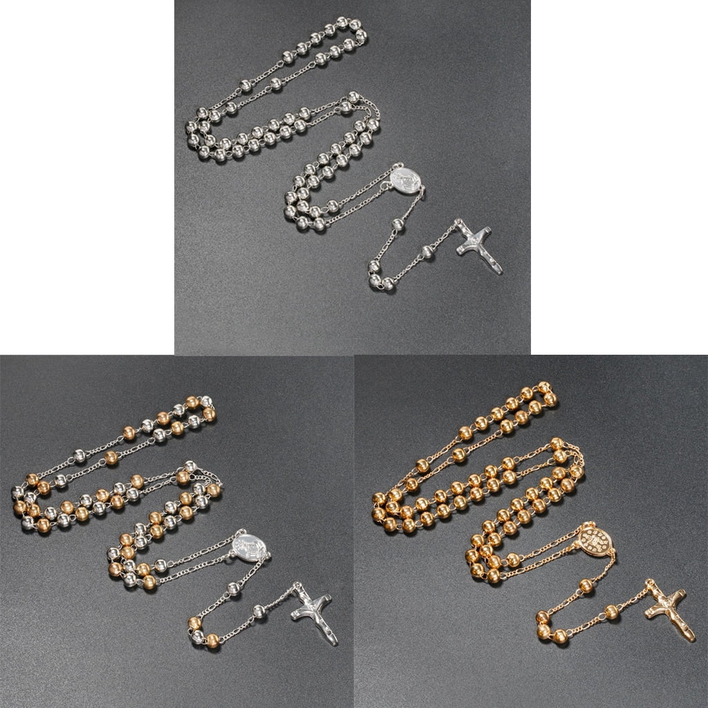 SUNNYCLUE 150Pcs Silver Cross Beads - Antique Alloy Rosary Beads For Jewelry Making DIY