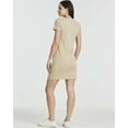 thumbnail image 4 of 3 Pack: Women's Ribbed Knit Short-Sleeve V-Neck Swing T-Shirt Casual Dress (Available In Plus), 4 of 6