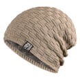 thumbnail image 5 of Tnobhg Men Knitted Hat Winter Beanie Cap Slouchy Cold Resistant Solid Color Warm High Elastic Thick Plush Soft Anti-slip Decorative Men Outdoor Cycling Camping Cap, 5 of 8