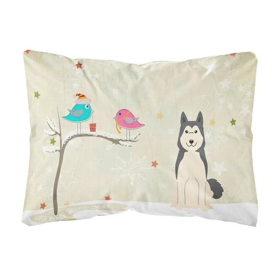 Christmas Presents between Friends West Siberian Laika Spitz Canvas Fabric Decorative Pillow