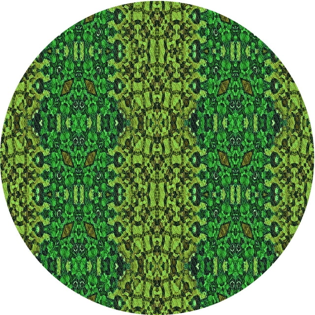 Ahgly Company Machine Washable Indoor Square Transitional Dark Forest Green Area Rugs, 3' Square