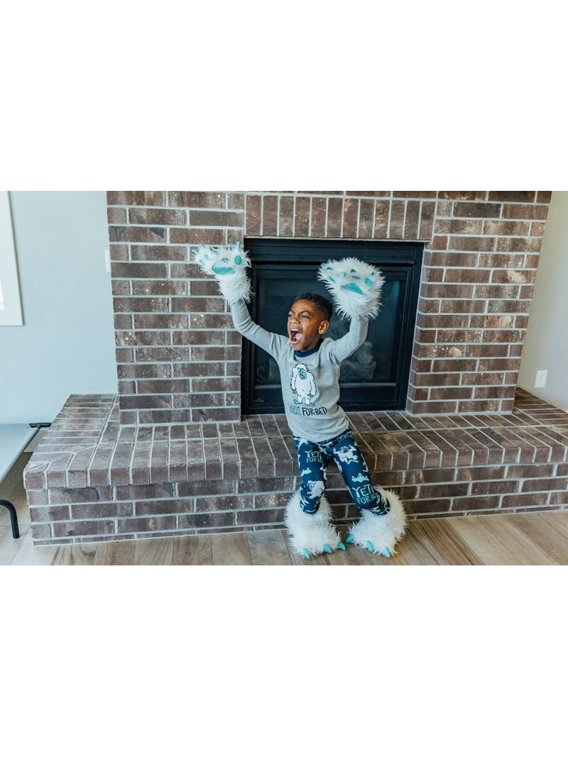 LazyOne Paw Mittens and Slippers Set, for Kids and Adults, Yeti