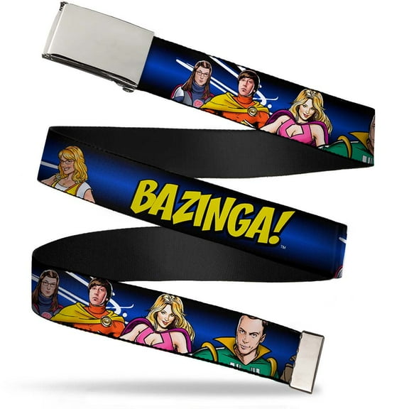 Adjustable Belt, Clamp Buckle, Cut-to-Fit, The Big Bang Theory Superhero Characters Group Bazinga