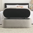thumbnail image 2 of Teddy Upholstered Storage Ottoman Bench 45.5 inches Length, Bedroom Storage Furniture, End of Bed Stool with Safety Hinge-Gray, 2 of 9