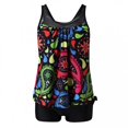 thumbnail image 2 of Danhjin Women Tankini Swimsuits Two Piece Tummy Control Bathing Suits Striped Print Swim Tank Top with Boy Shorts Swimwear, 2 of 5