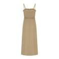 thumbnail image 5 of Chiccall Summer Maxi Dress Spaghetti Strap Sleeveless Square Neck Ruffle A Line Smocked Beach Mini Sundress Khaki XXL, 5 of 7