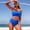 Blue, variant on Bikini Swimsuit for Women High Waisted Two Piece with Solid Color and Split Design for Pool Beach Vacation and Sports