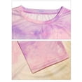 thumbnail image 5 of LAVA Women Tie Dye Shirts Crew Neck Short Sleeve Color Block Top Casual Loose Tees (Pink, 2XL), 5 of 7