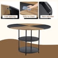 thumbnail image 6 of Table And Chair Set.A 47.3-Inch Diameter Modern Spliced Color Circular Dining Table - Double-Layer Storage. 6 Black Pu Dining Chairs, Simple And Versatile, Comfortable And Accompanied. 92768, 6 of 16