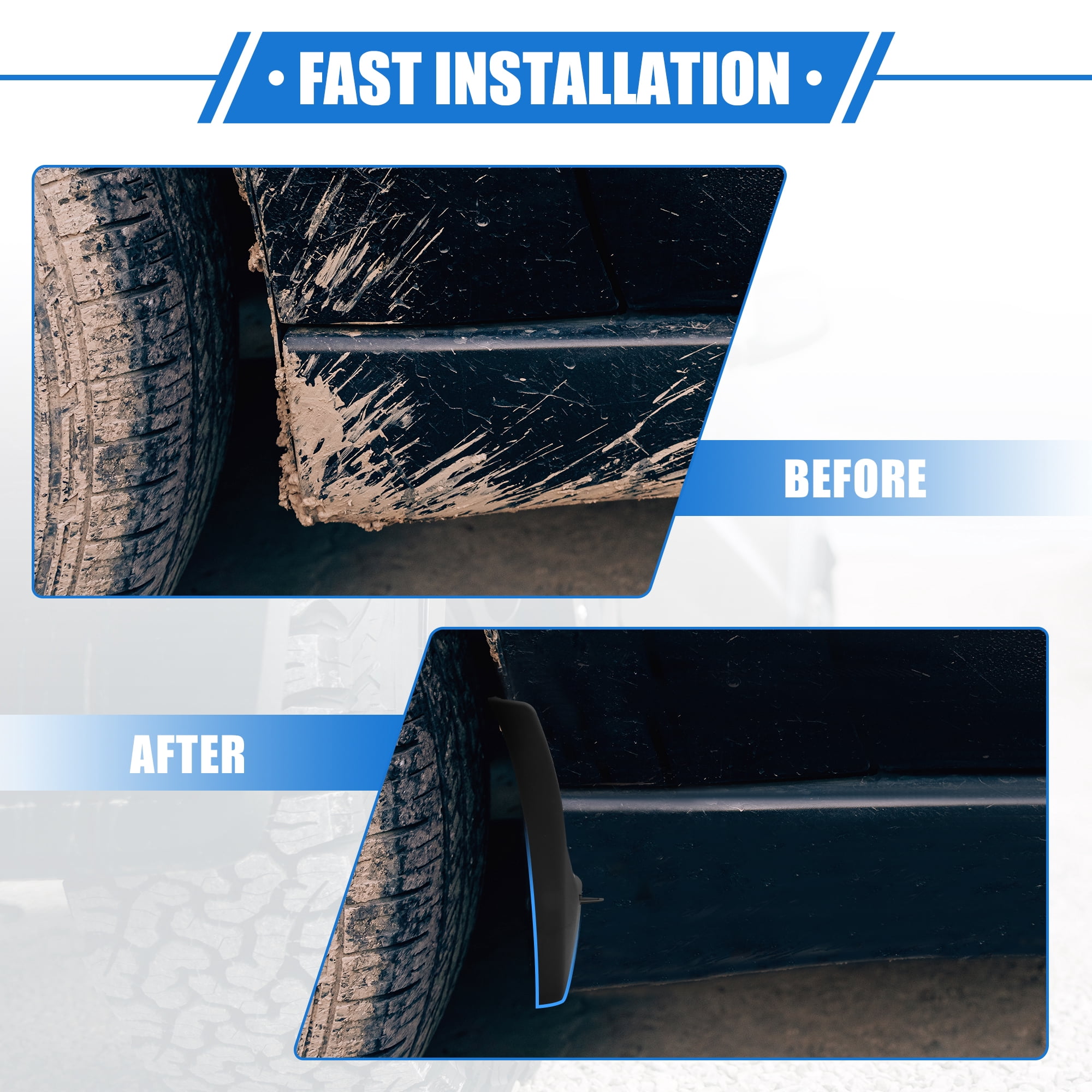 Unique Bargains Front Rear Mud Flaps Kit Compatible Black
