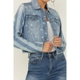 thumbnail image 2 of Shyanne Women's Stars And Stripes Print Cropped Frayed Hem Denim Jacket - SWSP22O62 XX-  US, 2 of 4