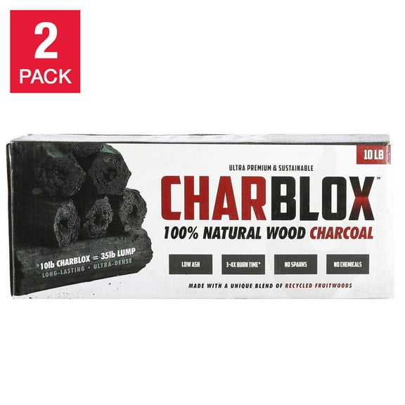 Charblox 100% Natural Wood Charcoal Logs, 10 lbs, 2-count