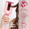 thumbnail image 4 of Cordless Automatic Hair Curler, Intelligent Wireless Rotating Curling Iron with Anti-Scald Tulip Design, Portable Rechargeable Styling Wand for Curls and Waves, Pink & Silver, 4 of 5