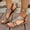 Light Brown-1, variant on Women's Rhinestone Embellished Gladiator Sandals, Bohemian Open-Toe Flat Shoes with Elastic Ankle Strap for Summer, Beach, and Casual Wear