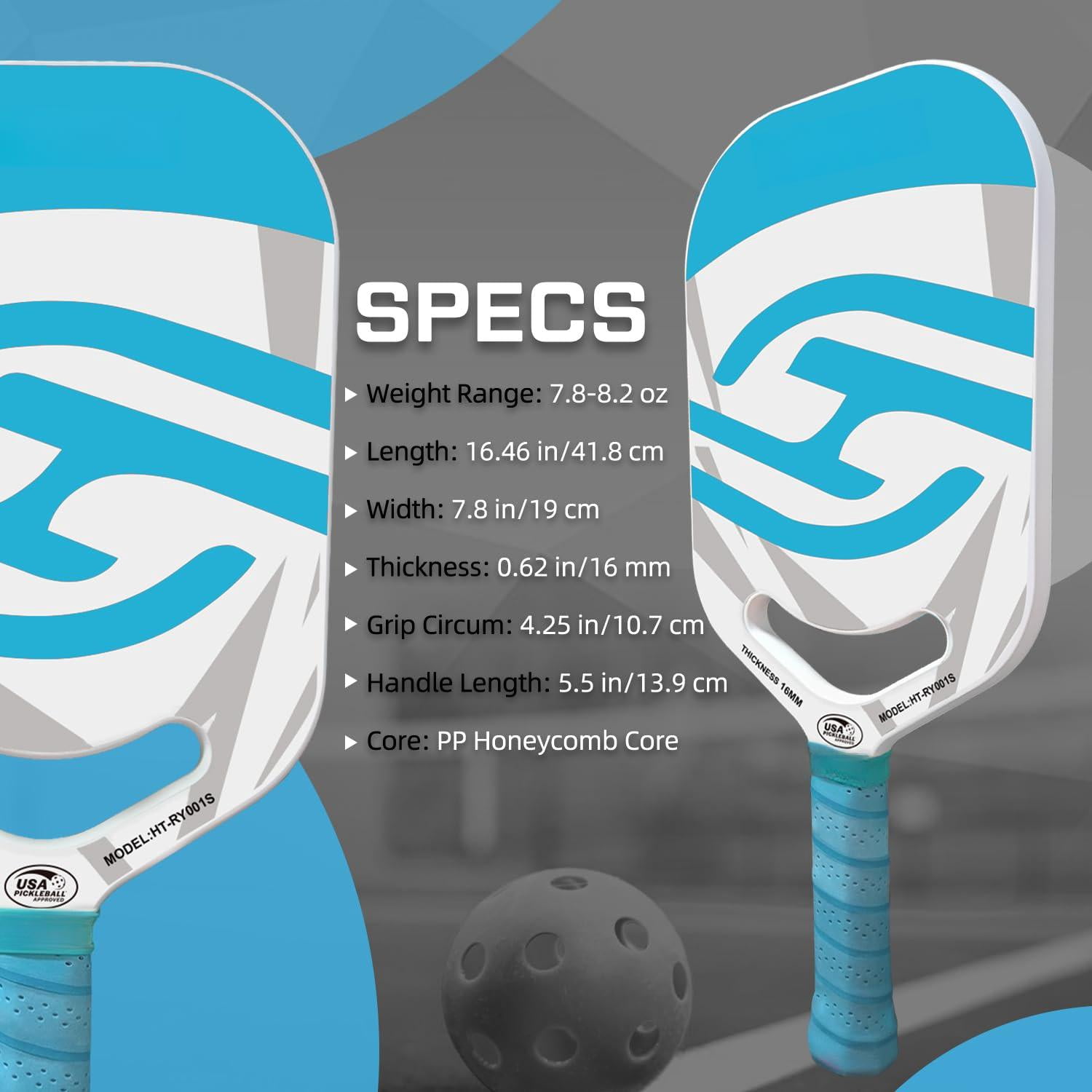 Pickleball Paddles | T700 Carbon Fiber Paddle With Aero Throat Hot-press Moulding 16mm Polymer Core Specifically Engineered For Swing Speed And Manoeuvrability