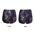 thumbnail image 3 of Daiia Purple-Eyed Floral Leopard Pattern Women's 2 in 1 Running Shorts - Lightweight Athletic Workout Gym Yoga Shorts Liner with Phone Pockets-Small, 3 of 7