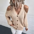 thumbnail image 5 of IROINNID Reduced Womens Sweater V-Neck Pullover Sweater Solid Color Casual Short Length Long Sleeve Winter Button Sweater Tops, 5 of 6