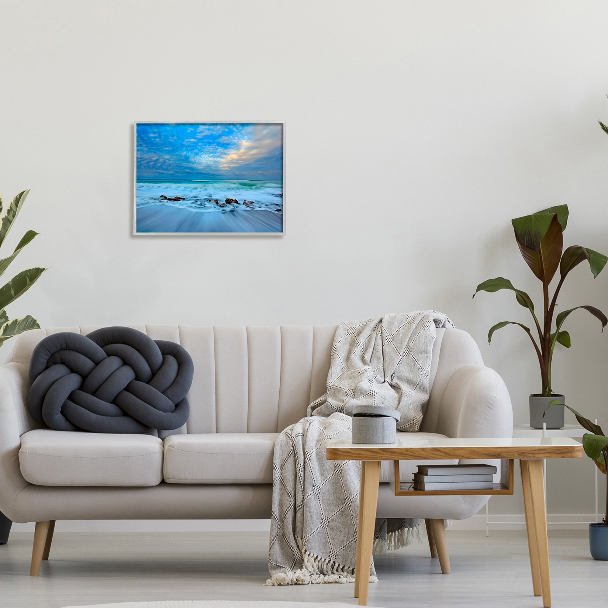 Stupell Industries Rocky Shoreline Beach Waves Clear Sky Time-lapse,20 x 16, Design by Patrick Zephyr