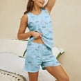 thumbnail image 2 of Fgnfyis Ensemble de Pyjama d'Été à la Mode pour Femmes, Col Rond, Short Imprimé, Gilet, Pantalon de Pyjama, Ensemble de Pyjama Bleu P, 2 of 5