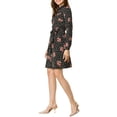 thumbnail image 4 of Vestido de camisa floral con cinturón y botones de solapa para mujer Allegra K XL negro rojo, 4 of 8