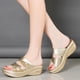 thumbnail image 2 of Sandalias Irfora Ropa de verano para mujer Moda Plataforma de fondo grueso Tacones de cuña Zapatos Señoras Sandalias de boca de pescado Zapatillas (Oro 37) Irfora Sandalias, 2 of 7