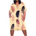 thumbnail image 1 of Vestido Corto de Verano Moda Grande Impresión de Manga Corta Cuello en V Bolsillo Mini Vestido para Casual Y Diario, 1 of 4
