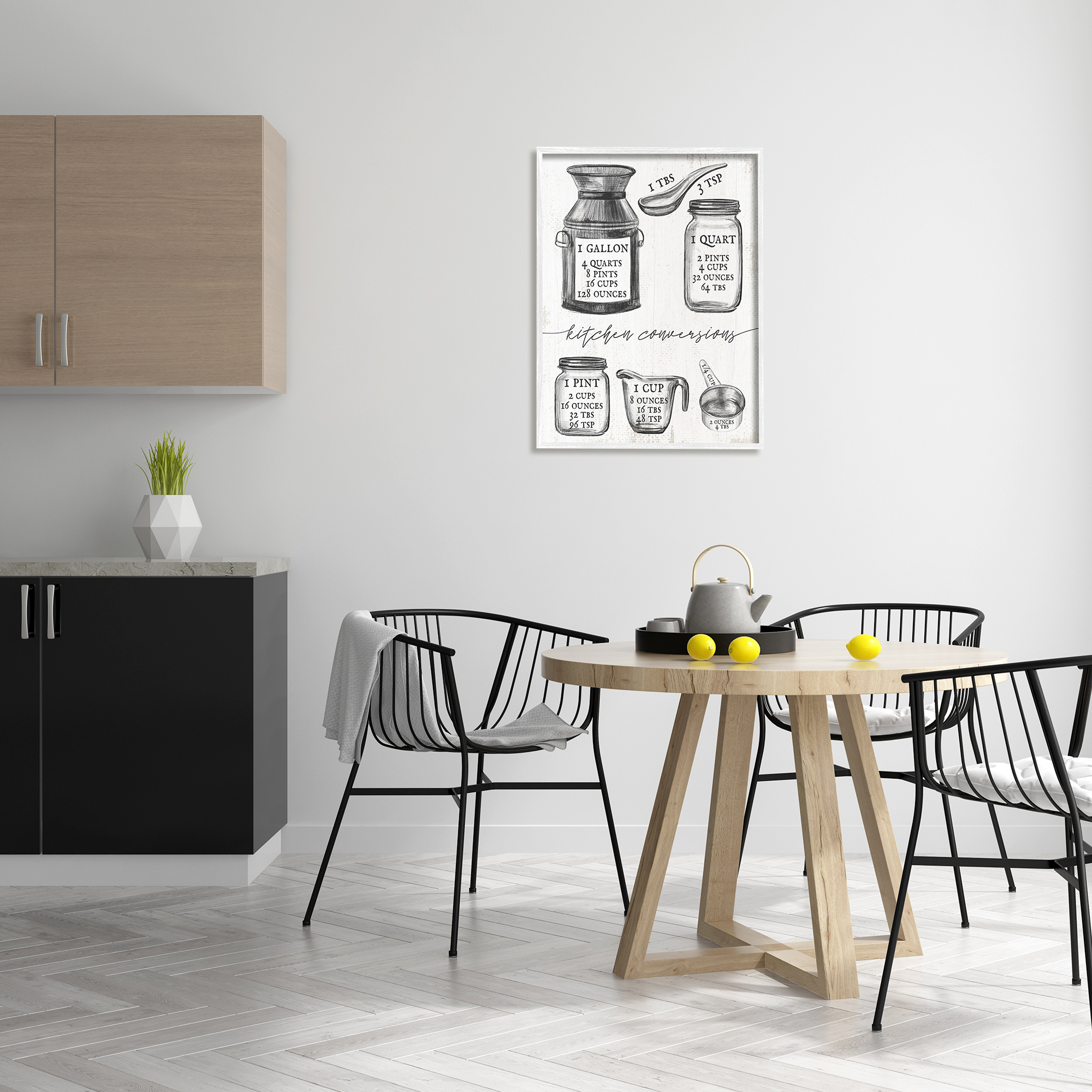 Stupell Industries Kitchen Conversion Chart Neutral Grey Word Drawing Design, 24 x 30,Design by Daphne Polselli