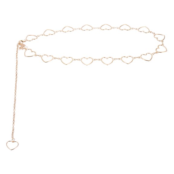 Waist Chain Heart Belts, 47.2 Inch Length Rhinestone Women Western Hearts Belt for Woman with Black Drawstring Bag Belts Outfits Jeans Dress, Gold