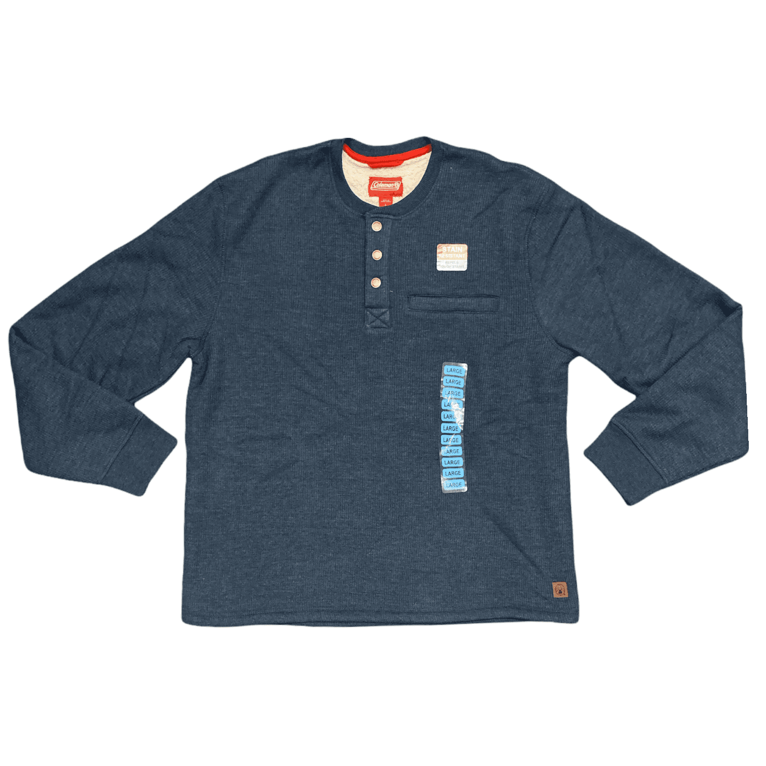 Coleman Men's Bonded Waffle Sherpa Lined Stain Resistant Henley (Indigo 