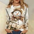 thumbnail image 2 of Fiaer Christmas Women Long Sleeve T Shirts Oversized Snowflake Snowman Crew Neck Xmas Tshirts Loose Fit Casual Fashion Holiday Tops White XXL, 2 of 5
