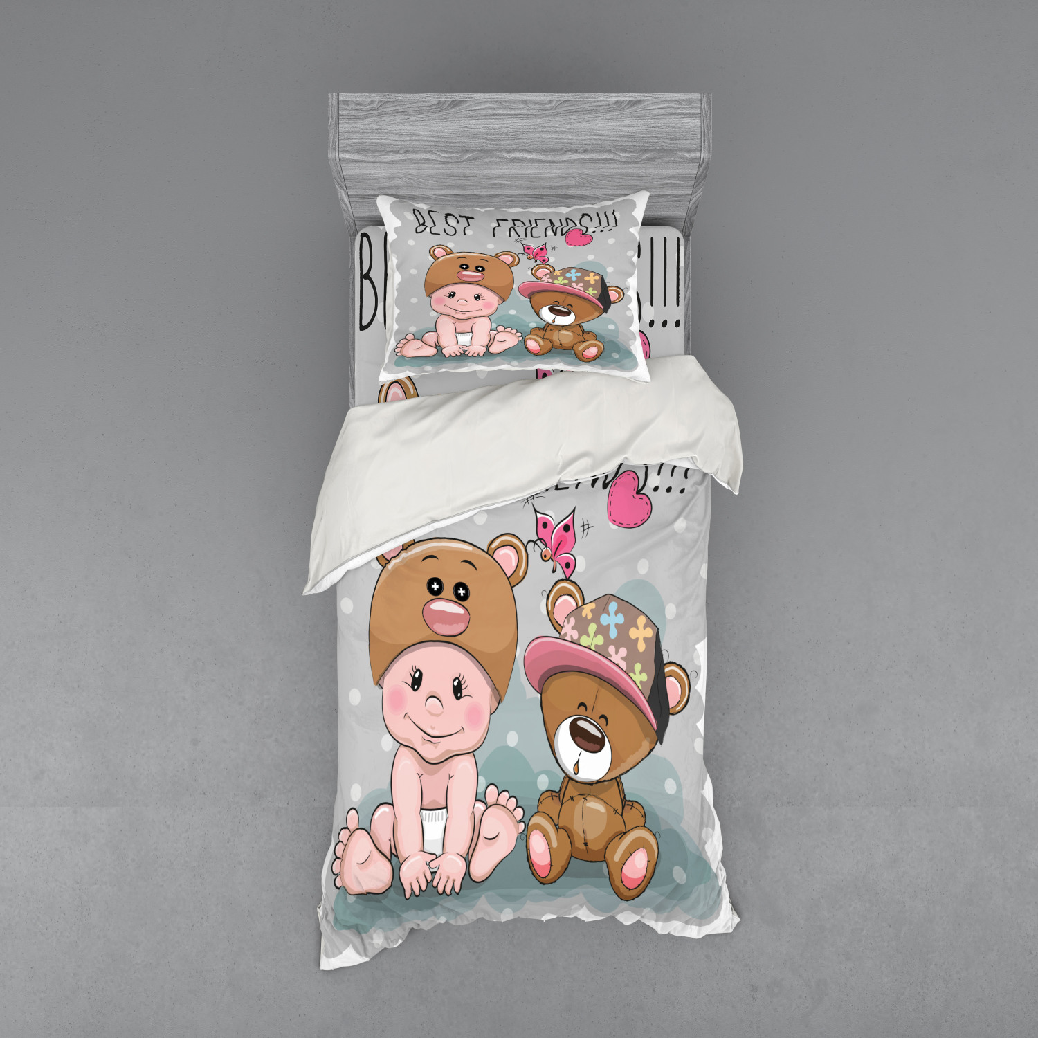 teddy bear charcoal duvet cover