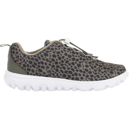 

Women s Propet TravelActiv Safari Sneaker Charcoal Cheetah Precision Knit