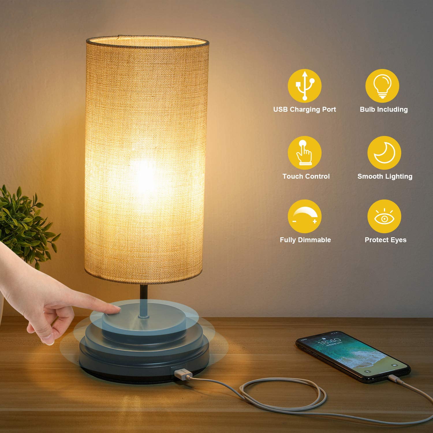 small table lamp with usb port