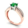 thumbnail image 2 of Clara Pucci 14K White/Rose Gold Solid Gold Emerald Solitaire with Accents Anniversary Ring for Women - 1.27 cttw Round Cut, 2 of 8