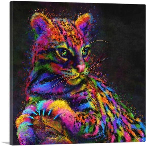 ARTCANVAS Ocelot Wild Cat Animal Canvas Art Print - Size: 18" x 18" (1.50" Deep)