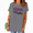 Grey, variant on UNISHE Women's Blue Colorful Gradient Letter Graphic Short Sleeve T-Shirt Trendy Street Style Tops