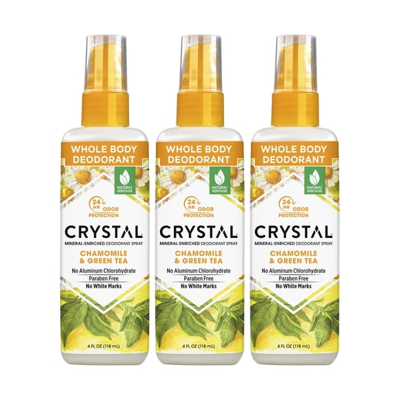 Desodorante Crystal Essence en aerosol con manzanilla y té verde, 118 ml, paquete de 3