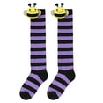 thumbnail image 2 of Kids Halloween Long Striped Knee High Socks 3D Bee Witch Thin Tube Socks for Girl Halloween Costume Accessories, 2 of 7