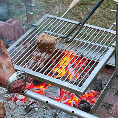 SpitJack Portable Camping Grill. Cook Over a Fireplace or Campfire with an  All SS Argentine Santa Maria Cooking Grate and Drip Pan. 18 X 17 Inch Grill  - Walmart.com