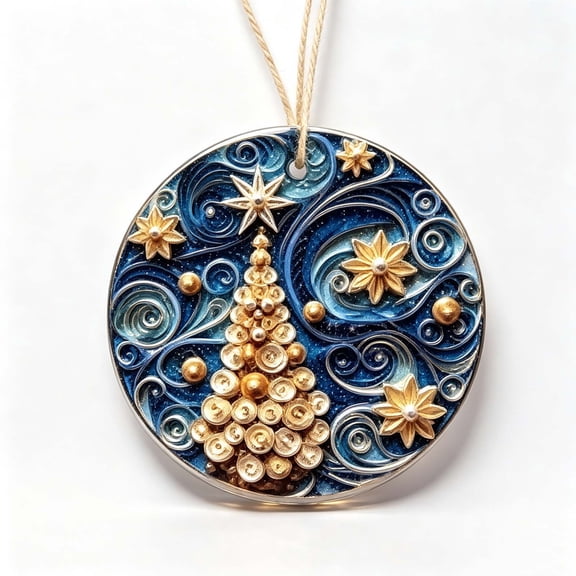 YuanGuangQ Christmas Acrylic Star Ornaments, 2D Round Winter Decorative Pendant Flat Tree Hanging, Holiday Party Decor for Christmas Tree Home Mantel Shelf Gift Decoration.
