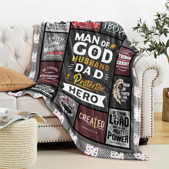 Christian Gifts for Men, Religious Gifts for Men Faith, Birthday Spiritual Inspirational Present for Christian Man, Bible Biblical Present for Man Blanket 50x60inch