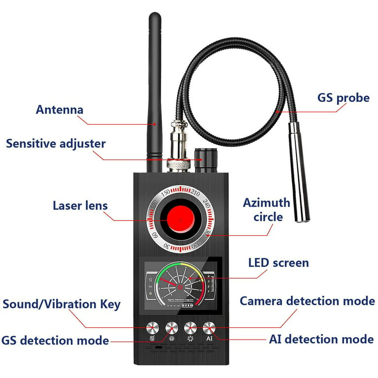 K68 Anti Spy Wireless RF Bug Detector for Hidden Camera, GPS Tracker, Phone  SIM Card, Eavesdropper Detection - Military Version 