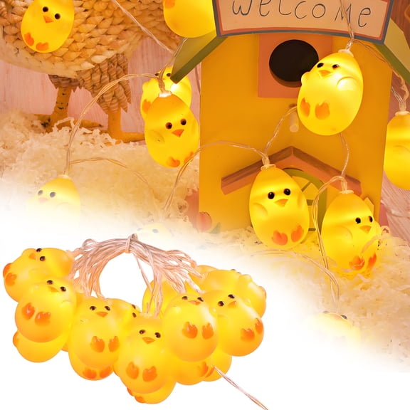 HIBIBUD Easter Egg Light LED String Lights, Yellow Chick Easter Lights for Indoor Decoration, 79in Decorative LED String Lights Night Light Lamp for Party Home Decor
