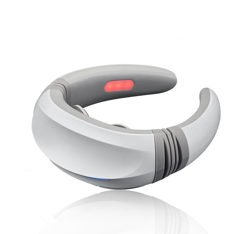 Smart Cordless Pulse Neck Massager with Voice Guidance, Rechargeable TENS EMS Relaxation Device with Constant Heat, Professional Neck Wellness Wrap for Home and Office