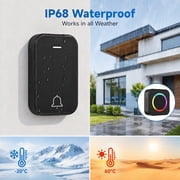 BUSATIA Wireless Doorbell,No Battery Required Doorbell with 2 Receivers 1 Button,63 Selectable Chimes,Adjustable Volume with RGB Light,IP68 Waterproof Doorbell for Home, Classroom,Hospital