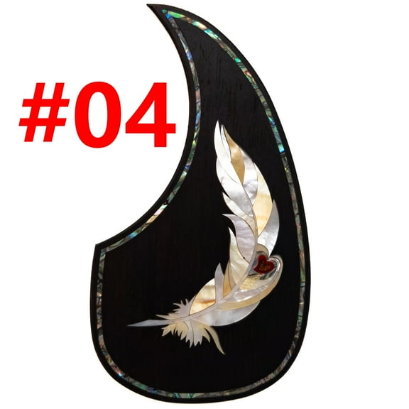 Acoustic Guitar Pickguard Solid Wood Pick Guard Anti-scrape Plate Inlaid Abalone Flower Self-adhesive for Martin D-48 Acoustic Guitar